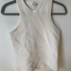 White Ribbed Tank Top
